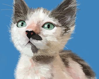 AANGEPASTE huisdier portret - hoofd en schouders - hoge resolutie digitale kopie