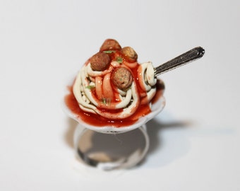 Spaghetti Ring - Food Ring - kawaii ring - Miniature Food Jewelry