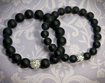 Onyx Bracelet, Dad Bracelet, Matte Onyx Bracelet, Father Daughter Bracelet, Mom Daughter Bracelet, Couple Bracelet, His and Her Bracelet
