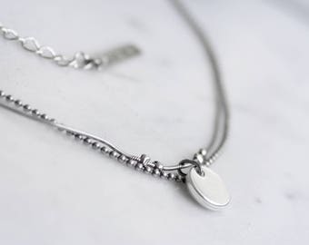 Double chain necklace, sterling silver necklace chain,multi strand necklace, layered necklace silver, delicate silver necklace, gift for her