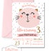 Kitty Birthday Invitation, Cat Invitation, Kitty Party Invitation, Cat Party Invitation, Pink and Gold, Gold Glitter, Printable, digitial