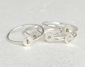 personalized initial ring. sterling silver personalized jewelry. silver initial ring. personalized ring. gift for her. gift under 30.