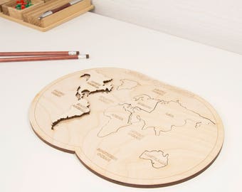 Montessori toys - Educational toys - Toddler wooden toy - Kids puzzle - World map puzzle - Educational puzzle - Fine motor skills
