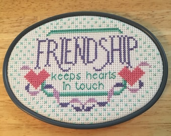 Handmade finished counted cross stitch Friendship wall hanging