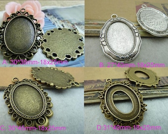 10pcs Settings inner 18x25mm Cameo Cabochon charm pendants
