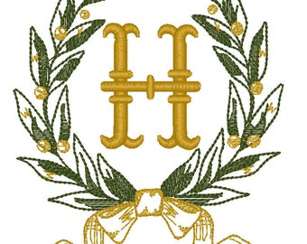 Initial Olive Branch Linen Towel