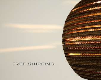 Free Shipping - Cardboard Earth Lamp | Sphere | Cardboard | Handmade | Hanging Lamp | Pendant Lamp | Sustainable | Eco Friendly