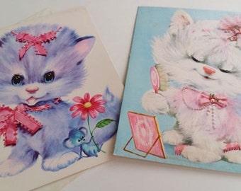 Vintage 1970's Cat Greeting Cards Oversized