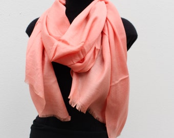 Silk Cashmere Scarf - Coral