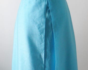 1960s Vintage Maxi Dress in Blue and White