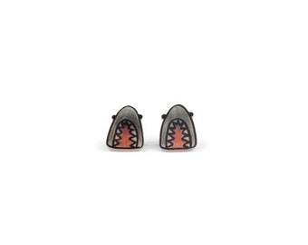 Bite Me Shark Earrings, Shrink Plastic, Surgical Steel Posts, Girls Earrings