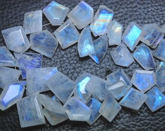 1/2 Strand, Blue Flashy Rainbow Moonstone Faceted Fancy Cut Shaped Briolettes,12-18mm