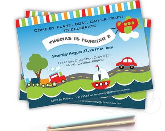 Printable Transportation Invitation, Transportation Invitation, Birthday Invite, Event Invite-D074