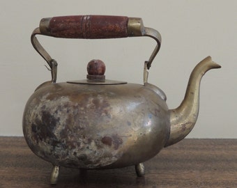 Indian Brass Teapot, Vintage Metal Teapot, Brass Teapot