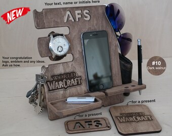 Personalized gift for boyfriend, World of Warcraft Docking station, birthday gift for men, phone stand boyfriend gift, lord of the rings