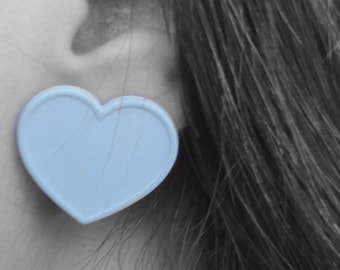 Vintage White Heart Pierced Earrings