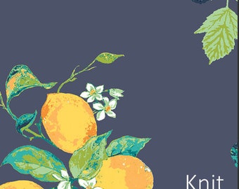 Frutteria Bleu in Knit-NEW citrus and berries on blue-Spring Knit-Jersey KNIT cotton Lycra 95/5 Art Gallery Jersey Stretch Fabric-choose cut