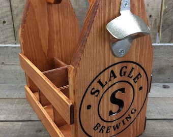 Personalized Wood Beer Caddy-Beer Carrier-Beer Caddy-bottle opener