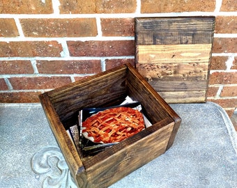 Rustic Wooden Photo Storage Box with Lid - Handcrafted Wood Gift Box - Country Wedding Gift - Engraved Memory Box - Handmade Keepsake Chest