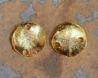 Mykonos Greek Gold Cornflake 2-Hole Connector Casting Beads - 4
