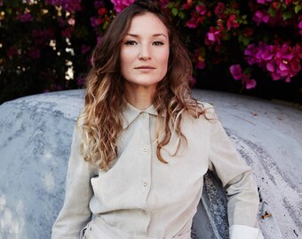 EXPRESS Suede Button Up Blouse // VINTAGE