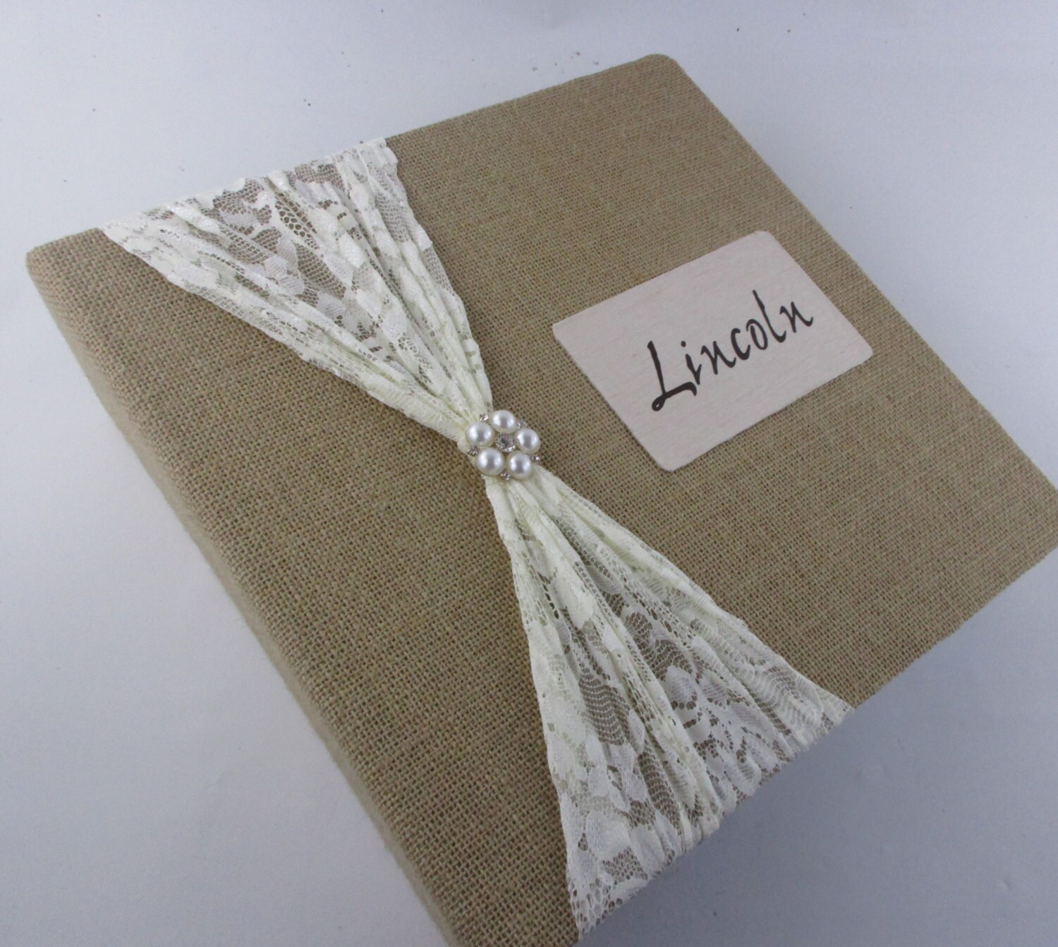 Rustic photo Album wedding photo album burlap photo album
