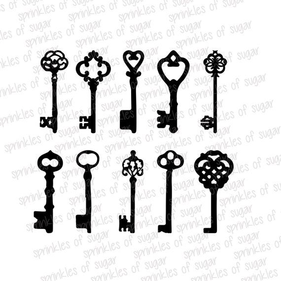 Skeleton Keys Silhouettes // Old Key Silhouette // Decorative