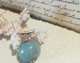 Bead pendant, murano glass and sterling silver