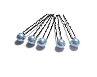 Pearl hair pins - Blue pearl hair pins - Pearl bobby pins - Pearl hair pins wedding - Something blue - Bridal hair pearls - Wedding hair