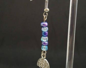Blue beaded umbrella earrings