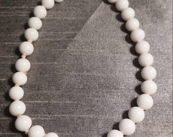 Round White Glass Bead Necklace - Japan