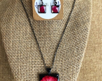 Rose Bud pendant and earring set