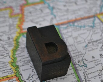 Antique Vintage Wood Block Type Letterpress Lowercase 1" Letter B