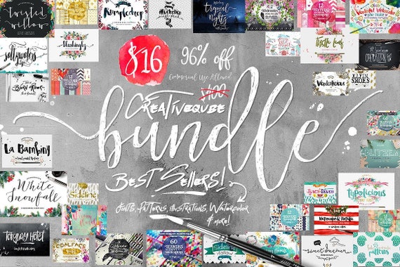 96% Off Sale, Bundle of Fonts and Graphics, modern calligraphy fonts, wedding fonts, Brush fonts, script fonts, Watercolor, Digital Paper