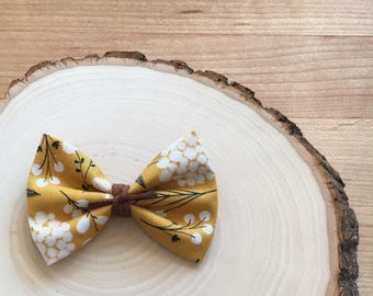 Mustard Yellow Floral Bow