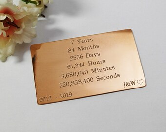 7 year anniversary gift 7 year wallet insert seventh anniversary gift for him copper anniversary gift for her copper wallet insert gift