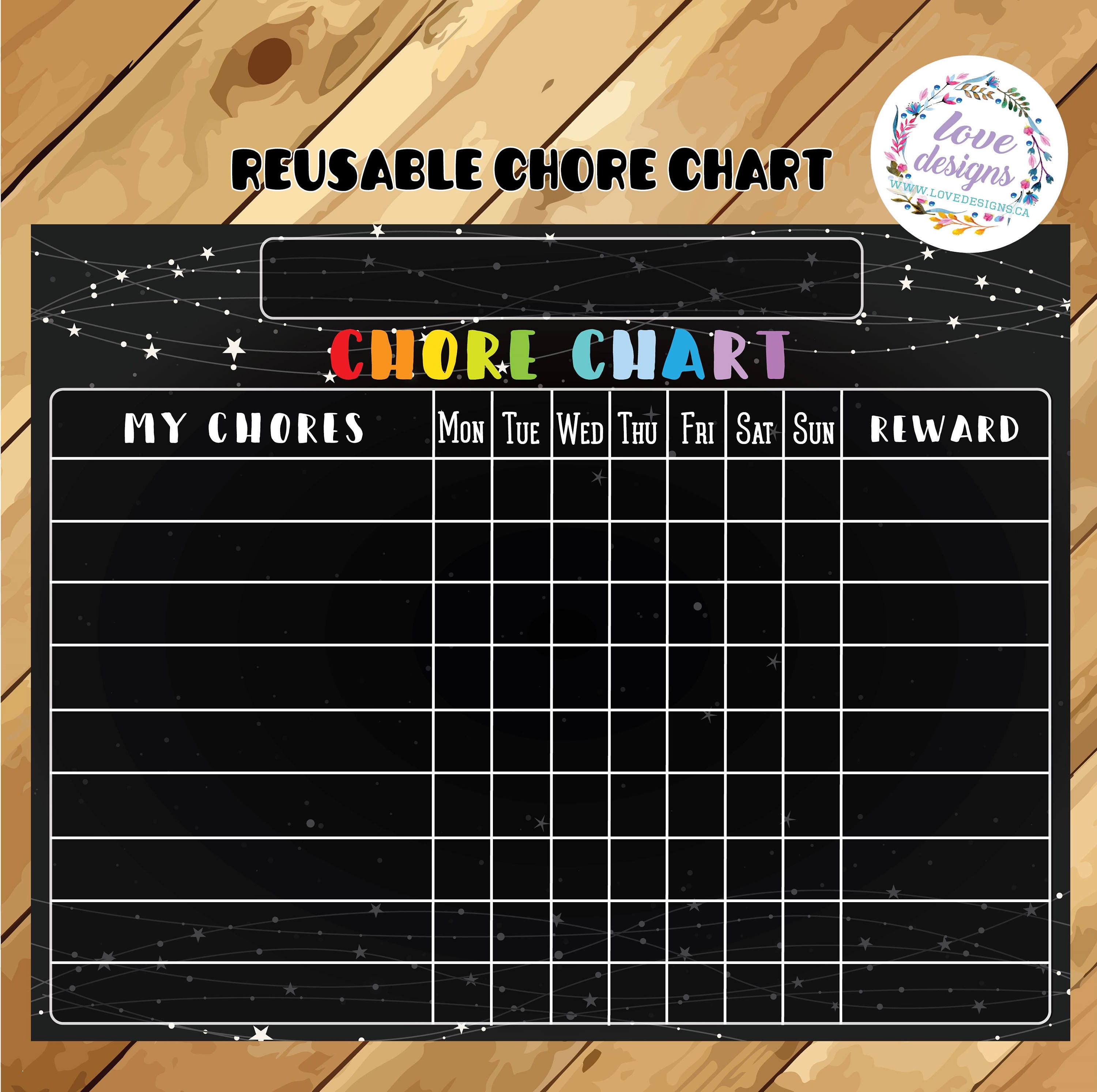 Reusable Chore Chart Planner Reward Board Kids Chores