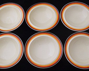 Six Clarice Cliff Bizarre Striped / Banded Bowls - 1930's Art Deco (6)