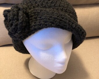 Cloche dark grey flapper women's hat