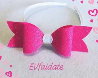 Headband with fuchsia glitter cloth