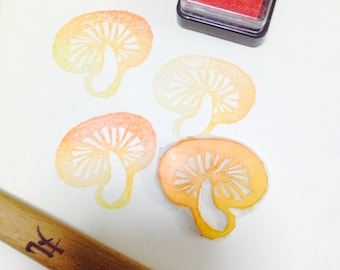 Mushroom- Handmade Unmounted Rubber stamp