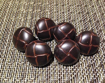 Vintage 3/4" Dark Brown Expresso Woven Style Buttons NEW Retro