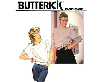 1980s Raglan Sleeve Top Pattern Butterick 4499 Flash Dance Pullover Top Womens Sewing Pattern Size 6 UNCUT
