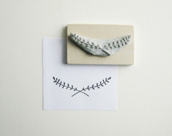 Laurel Branches - Hand-Carved Rubber Stamp