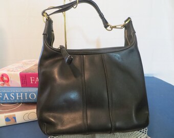 Vintage Coach Black Leather Handbag