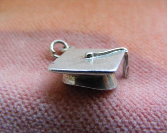 Vintage Sterling Silver Charm Mortarboard - graduates cap