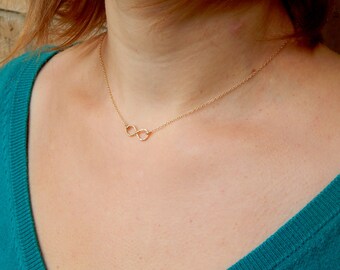 Gold minimalist infinity handmade charm necklace, infinity 14 kt gold filled hammered handmade infinity everyday simple necklace 281