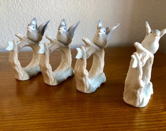 Four (4) vintage Japanese standing Napkin Rings. OMC (Otagiri Mercantile Company) Japan 1970s