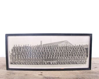 Vintage Military Army Photo / Antique Framed Black and White Yard Long Photo / Antique Photography / Antique Photo / Military Decor