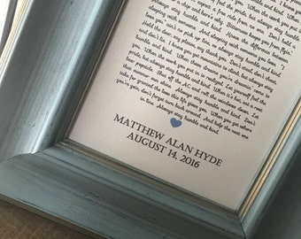 Framed Song Lyrics - Baby Shower Gift - Baby Boy Nursery Decor - New Baby Gift - Blue and Gold Distressed Frame - Wall or Tabletop Frame
